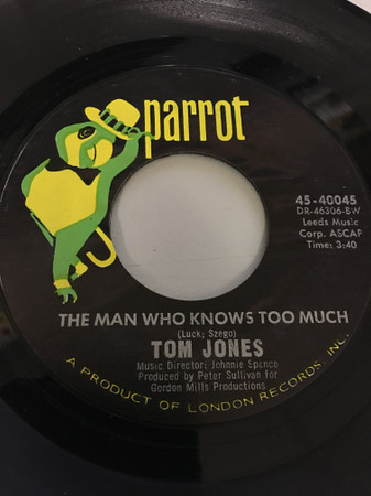 Cover zu Tom Jones - Without Love (There Is Nothing) / The Man Who Knows Too Much | 1969 | Vinyl | Pop | US Schallplatten Ankauf