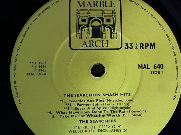 Cover zu The Searchers - The Searchers' Smash Hits | 1966 | Vinyl | Rock, Pop | UK Schallplatten Ankauf