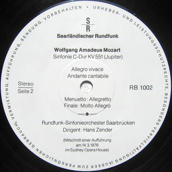 Cover zu Rundfunk-Sinfonieorchester Saarbrücken - In Australien | 1976 | Vinyl | Classical | Germany