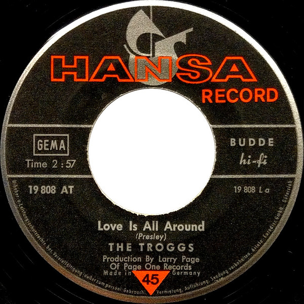 Cover zu The Troggs - Love Is All Around | 1967 | Vinyl | Rock | Germany Schallplatten Ankauf