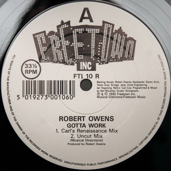 Cover zu Robert Owens - Gotta Work | 1992 | Vinyl | Electronic | UK Schallplatten Ankauf