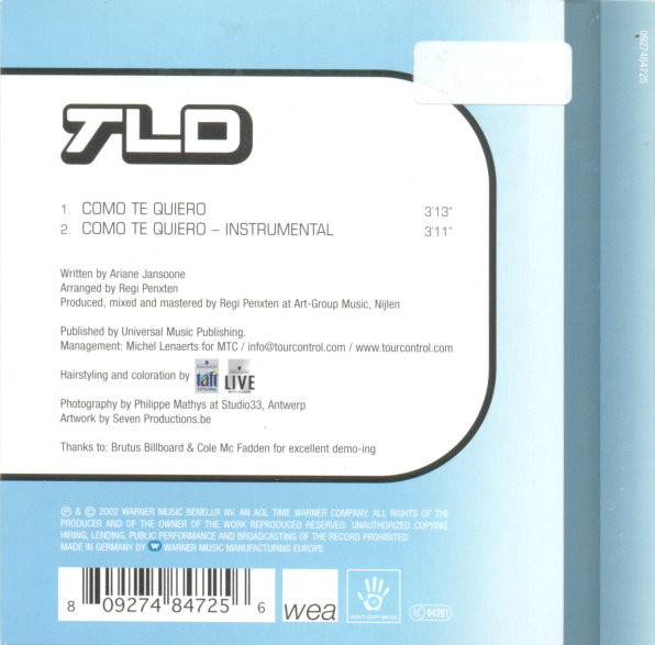 Cover zu TLD - Como Te Quiero | 2002 | Vinyl | Electronic | Belgium