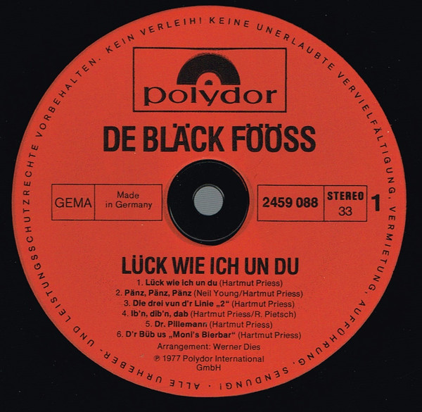Cover zu Bläck Fööss - Lück Wie Ich Un Du | 1977 | Vinyl | Pop, Folk, World, & Country | Germany Schallplatten Ankauf