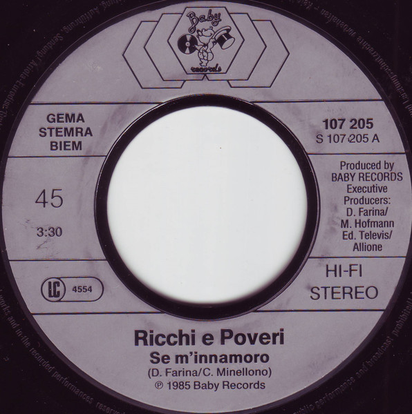 Cover zu Ricchi E Poveri - Se M'Innamoro | 1985 | Vinyl | Rock, Pop | Germany