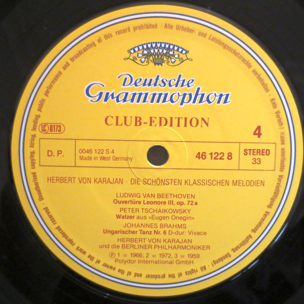 Cover zu Berliner Philharmoniker, Herbert von Karajan - Die Schönsten Klassischen Melodien | Vinyl | Classical | Germany