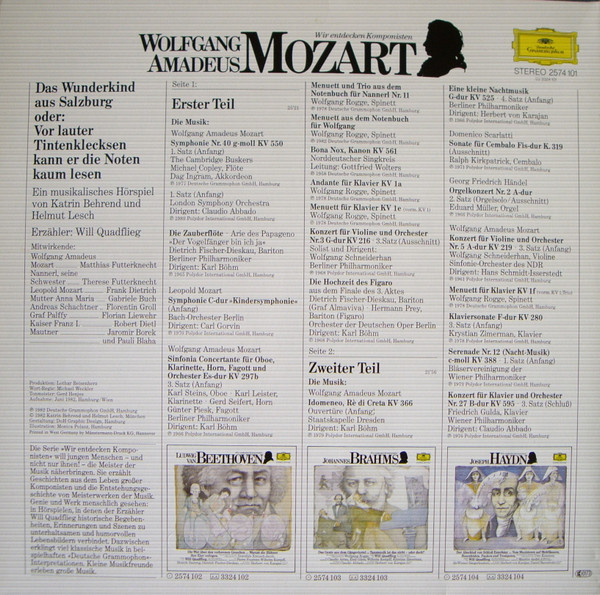 Cover zu Wolfgang Amadeus Mozart - Katrin Behrend, Helmut Lesch - Wir Entdecken Komponisten Das Wunderkind Aus Salzburg Oder: Vor Lauter Tintenklecksen Kann Er Die Noten Kaum Lesen. Ein Musikalisches