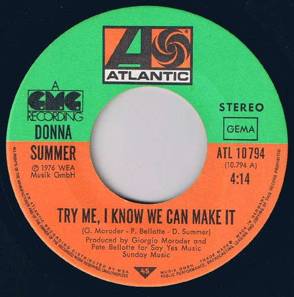 Cover zu Donna Summer - Try Me, I Know We Can Make It | 1976 | Vinyl, 7