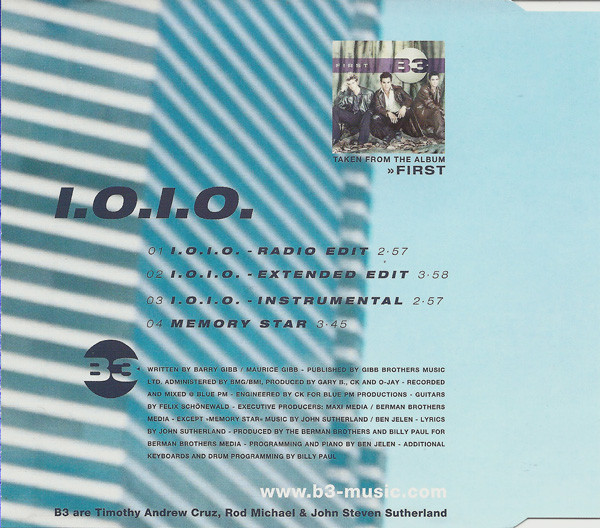 Cover zu B3 - I.O.I.O. | 2002 | Vinyl | Electronic, Pop | Germany