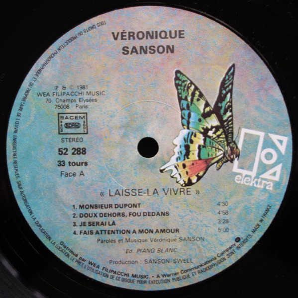 Cover zu Véronique Sanson - Laisse-la Vivre | 1981 | Vinyl | Pop | France Schallplatten Ankauf
