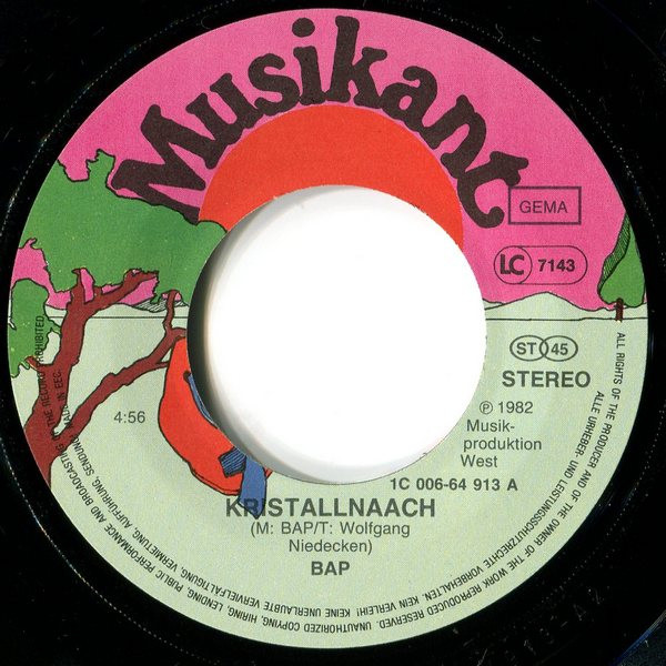Cover zu BAP - Kristallnaach | 1982 | Vinyl, Stereo, 45 RPM, 7