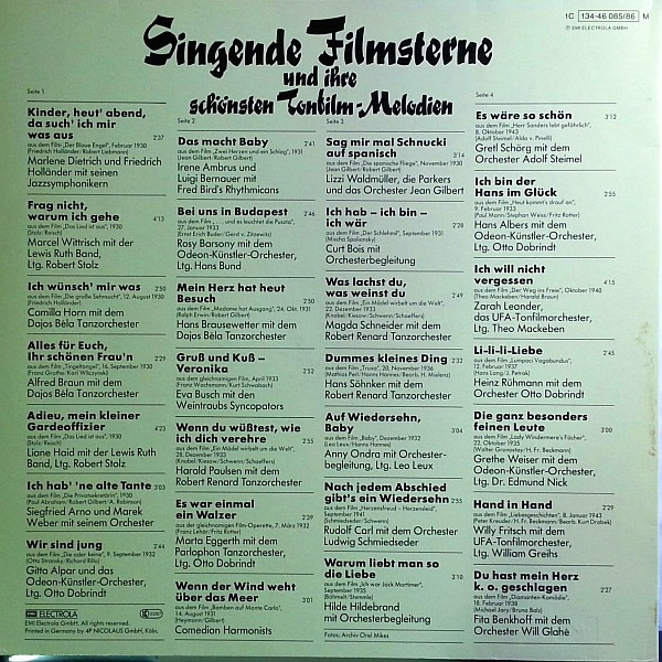 Cover zu Various - Singende Filmsterne Und Ihre Schönsten Tonfilmmelodien | Vinyl | Jazz, Pop, Stage & Screen | Germany Schallplatten Ankauf