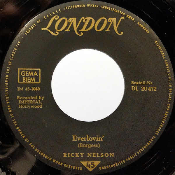 Cover zu Ricky Nelson (2) - A Wonder Like You / Everlovin' | 1961 | Vinyl | Rock, Pop | Germany Schallplatten Ankauf