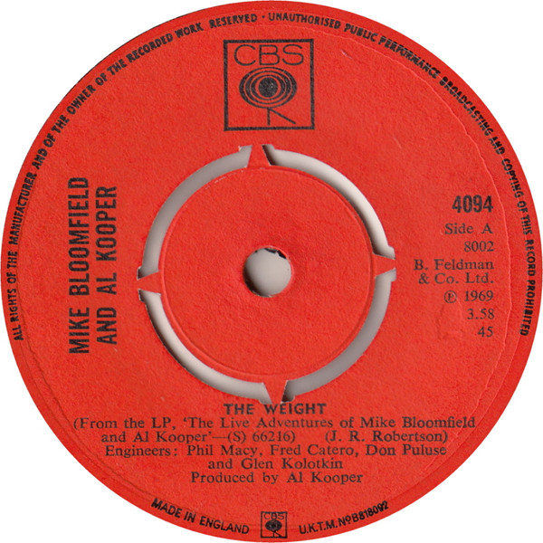 Cover zu Al Kooper & Mike Bloomfield - The Weight | 1969 | Vinyl | Funk / Soul | UK Schallplatten Ankauf