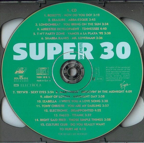 Cover zu Various - Super 30 - Die Zweite | 1992 | Vinyl | Electronic, Hip Hop, Rock, Reggae, Pop | Germany Schallplatten Ankauf