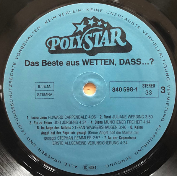 Cover zu Various - Das Beste Aus Wetten, Dass...? | Vinyl | Pop, Classical | Germany Schallplatten Ankauf