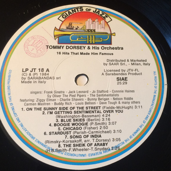 Cover zu Tommy Dorsey And His Orchestra - 16 Hits That Made Him Famous | 1984 | Vinyl | Jazz | Italy Schallplatten Ankauf