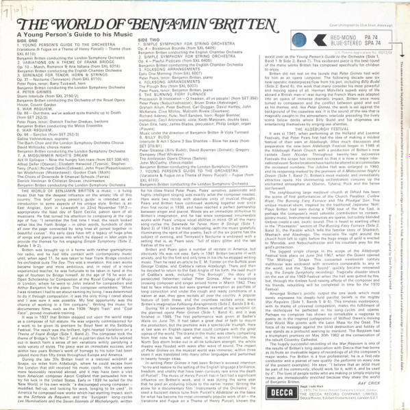 Cover zu Benjamin Britten - The World Of Benjamin Britten | 1970 | Vinyl | Classical | UK Schallplatten Ankauf