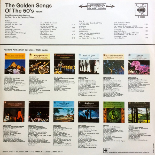 Cover zu Various - The Golden Songs Of The 50's - Vol 1 | Vinyl | Pop | Germany