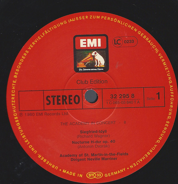 Cover zu The Academy Of St. Martin-in-the-Fields, Sir Neville Marriner - The Academy In Concert II | 1980 | Vinyl | Classical | Germany