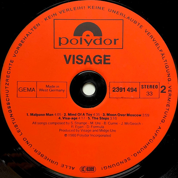 Cover zu Visage - Visage | 1980 | Vinyl | Electronic, Rock | Germany