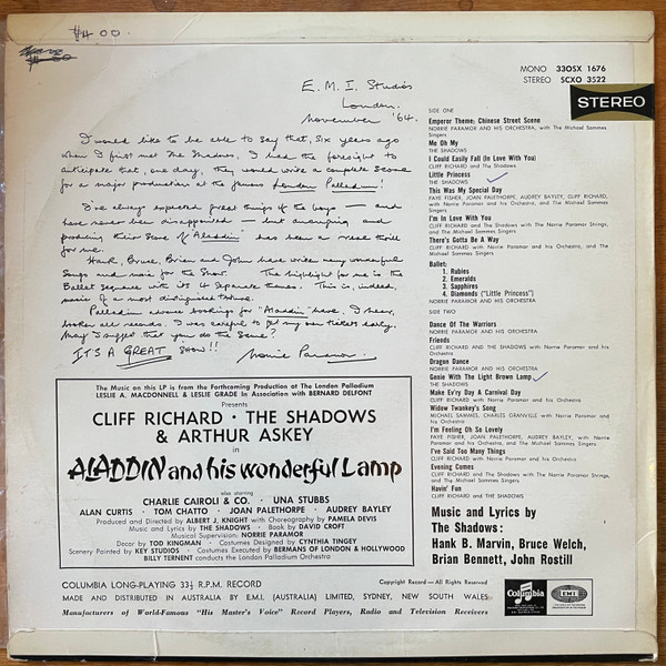 Cover zu Cliff Richard & The Shadows - Aladdin And His Wonderful Lamp | 1964 | Vinyl | Pop, Stage & Screen | Australia Schallplatten Ankauf