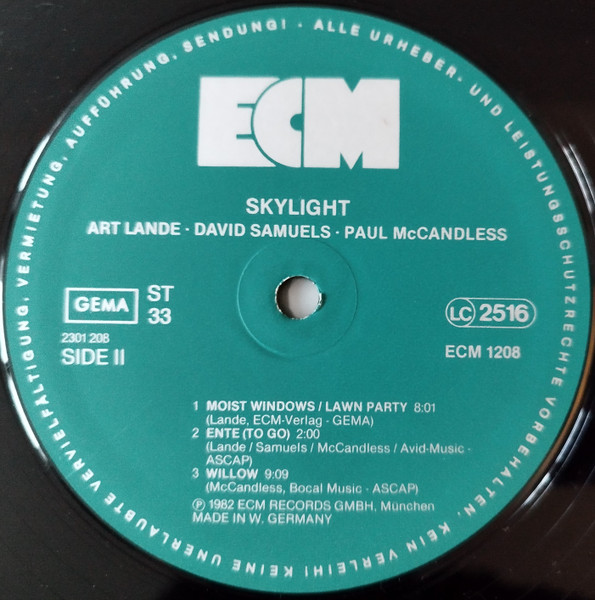 Cover zu Art Lande, Paul McCandless, Dave Samuels - Skylight | 1981 | Vinyl | Jazz | Germany