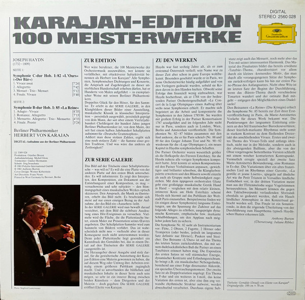 Cover zu Berliner Philharmoniker, Herbert von Karajan - Karajan-Edition 100 Meisterwerke - Haydn: Symphonien Nr.82 & 85 | 1981 | Vinyl | Classical | Germany Schallplatten Ankauf