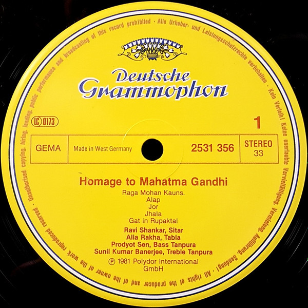 Cover zu Ravi Shankar - Homage To Mahatma Gandhi & Baba Allauddin | Vinyl | Folk, World, & Country | Germany
