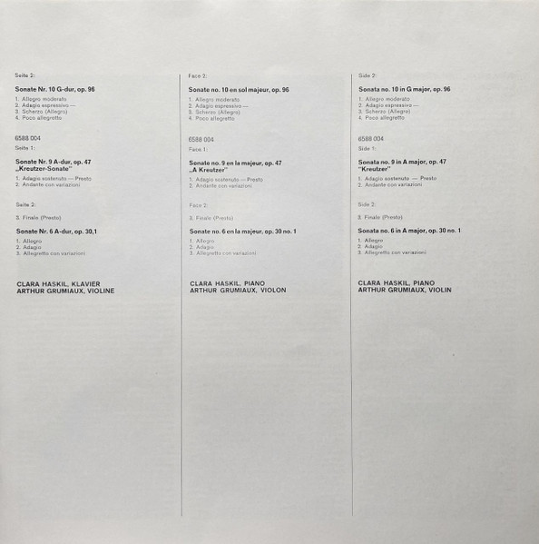 Cover zu Arthur Grumiaux, Clara Haskil, Ludwig van Beethoven - Sämtliche Sonaten Für Klavier Und Violine | 1974 | Vinyl | Classical | Europe
