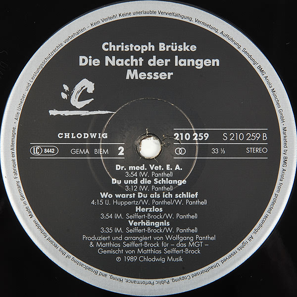 Cover zu Christoph Brüske - Die Nacht Der Langen Messer | 1989 | Vinyl | Pop | Germany