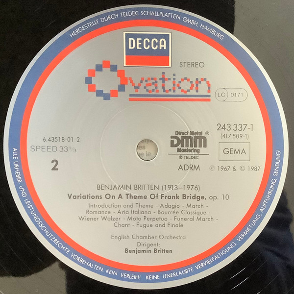 Cover zu Benjamin Britten, London Symphony Orchestra / English Chamber Orchestra - Young Person's Guide To The Orchestra / Variations On A Theme Of Frank Bridge | 1987 | Vinyl | Classical | Germany