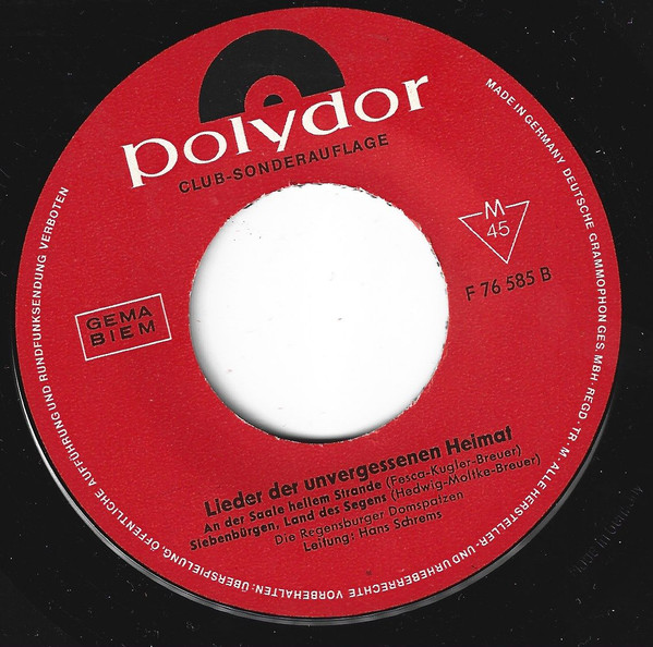 Cover zu Regensburger Domspatzen, Hans Schrems - Lieder Der Unvergessenen Heimat | 1964 | Vinyl | Folk, World, & Country | Germany