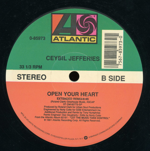 Cover zu Ceybil Jefferies - Open Your Heart | 1991 | Vinyl | Electronic | US Schallplatten Ankauf