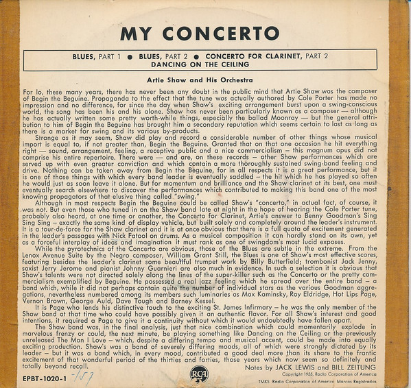 Cover zu Artie Shaw And His Orchestra - My Concerto | 1955 | Vinyl | Blues | Germany Schallplatten Ankauf