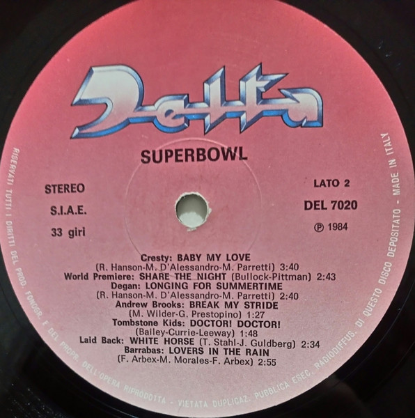 Cover zu Various - Superbowl | 1984 | Vinyl | Electronic | Italy Schallplatten Ankauf