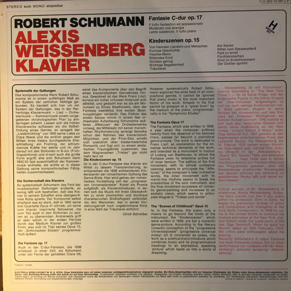 Cover zu Robert Schumann - Alexis Weissenberg - Fantasie C-dur Op. 17 / Kinderszenen Op. 15 | Vinyl | Classical | Germany