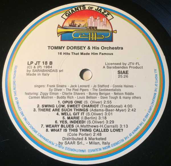 Cover zu Tommy Dorsey And His Orchestra - 16 Hits That Made Him Famous | 1984 | Vinyl | Jazz | Italy