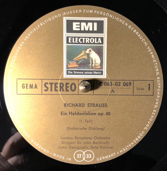 Cover zu Richard Strauss, Sir John Barbirolli, London Symphony Orchestra, John Georgiadis, David Gray (6) - Ein Heldenleben | 1970 | Vinyl | Classical | Germany Schallplatten Ankauf
