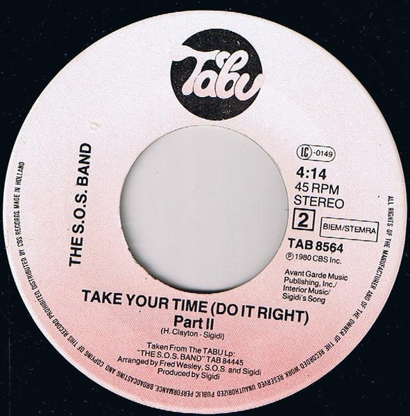 Cover zu The S.O.S. Band - Take Your Time (Do It Right) | 1980 | Vinyl | Electronic | Europe