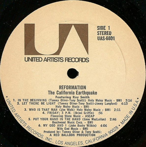 Cover zu The California Earthquake Featuring Roy Smith - Reformation | 1971 | Vinyl, LP, Album, Stereo | Jazz, Rock | US