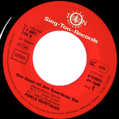 Cover zu Die Fidelen Repetaler - Sauerländer Sause / Beim Onkel Jupp | Vinyl | Pop, Folk, World, & Country | Germany Schallplatten Ankauf