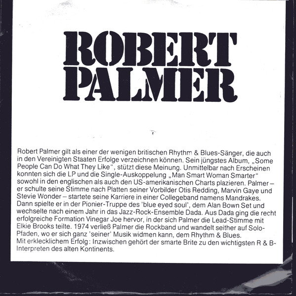 Cover zu Robert Palmer - Man Smart, Woman Smarter | 1976 | Vinyl | Rock, Pop | Germany