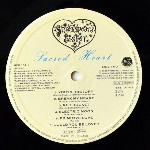 Cover zu Shakespear's Sister - Sacred Heart | 1989 | Vinyl | Electronic, Pop | Europe Schallplatten Ankauf