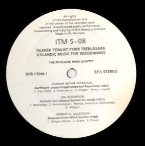 Cover zu The Reykjavik Wind Quintet - Icelandic Music For Woodwinds | 1986 | Vinyl | Folk, World, & Country | Germany