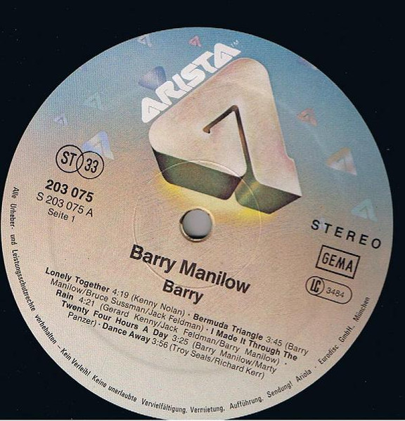 Cover zu Barry Manilow - Barry | 1980 | Vinyl | Rock | Germany Schallplatten Ankauf