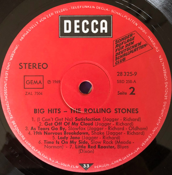 Cover zu The Rolling Stones - Big Hits | 1973 | Vinyl | Rock, Blues | Germany