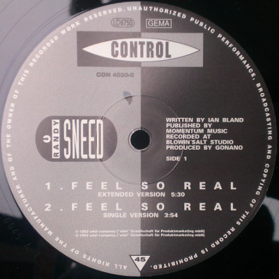 Cover zu Randy Sneed - Feel So Real | 1992 | Vinyl | Electronic | Germany Schallplatten Ankauf