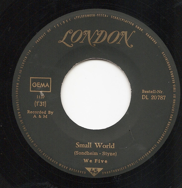 Cover zu We Five - You Were On My Mind / Small World | 1965 | Vinyl, 45 RPM, 7