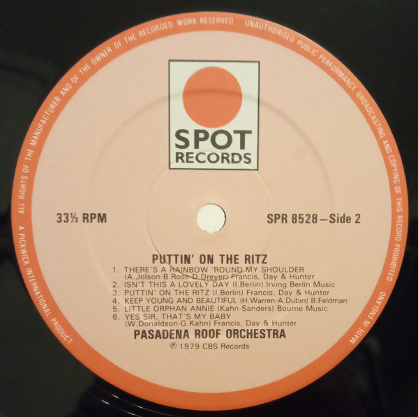 Cover zu The Pasadena Roof Orchestra - Puttin' On The Ritz | 1983 | Vinyl | Jazz | UK