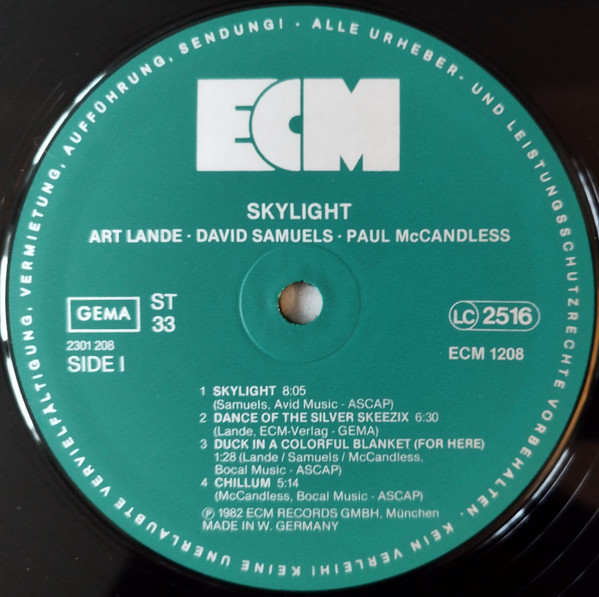 Cover zu Art Lande, Paul McCandless, Dave Samuels - Skylight | 1981 | Vinyl | Jazz | Germany Schallplatten Ankauf